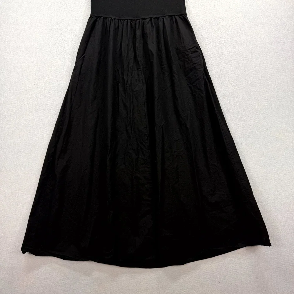 Pretty Garden Holiday Summer Dress Womens Medium Black Pleated Strapless Stretch